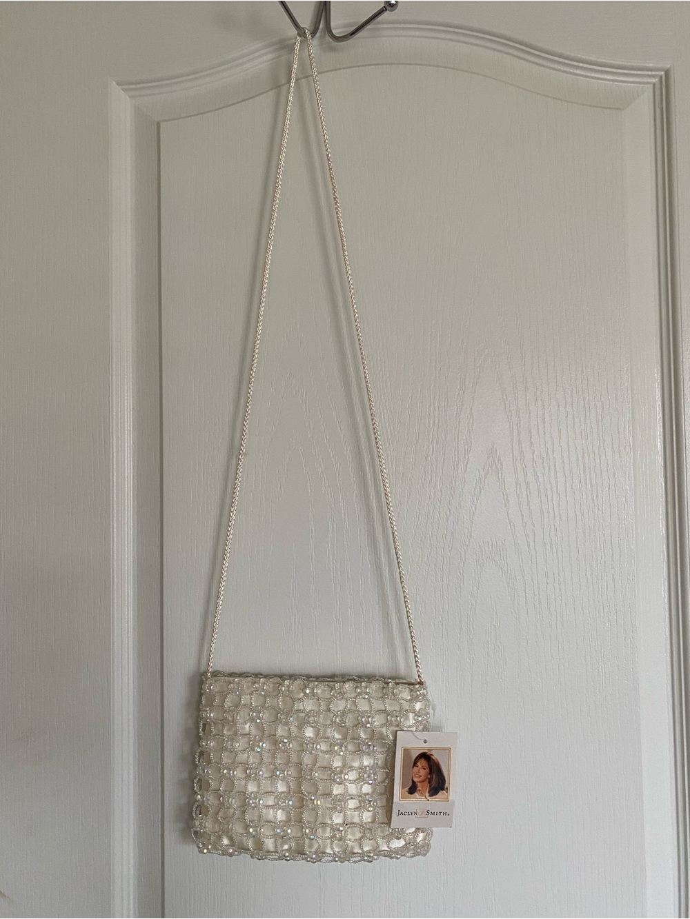 Jaclyn Smith Ivory Pearl-beaded Mini Crossbody Bag